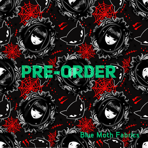 PRE-ORDER. Gothic Girl 2 fabric. By METER - BlueMothFabrics
