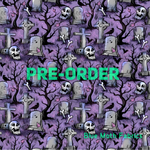 PRE-ORDER. Purple Graveyard fabric. By METER - BlueMothFabrics