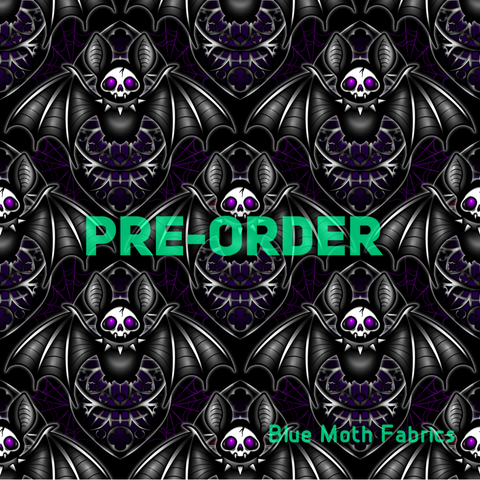 PRE-ORDER. Goth Bat fabric. By METER - BlueMothFabrics