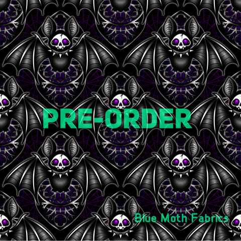 PRE-ORDER. Goth Bat Faux leather / vinyl fabric. 40x130cm