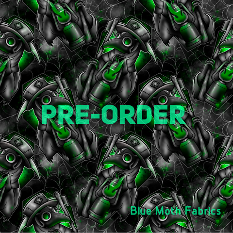 PRE-ORDER. Plague Doctor Green Faux leather / vinyl fabric. 40x130cm