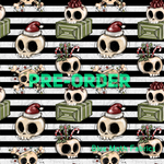 PRE-ORDER. Christmas Skull Sketch fabric. By METER - BlueMothFabrics