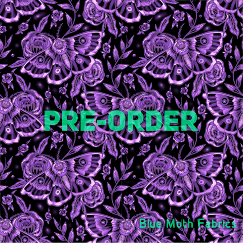 PRE-ORDER. Purple Bleach Moth fabric. By METER - BlueMothFabrics