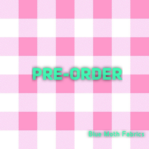 PRE-ORDER. Pink Gingham Barbie Faux leather / vinyl fabric. 40x130cm