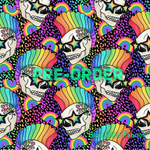 PRE-ORDER. Rainbow Punk Skulls fabric. By METER - BlueMothFabrics
