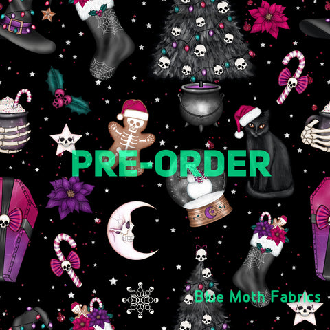 PRE-ORDER. Creepy Christmas Season fabric. By METER - BlueMothFabrics