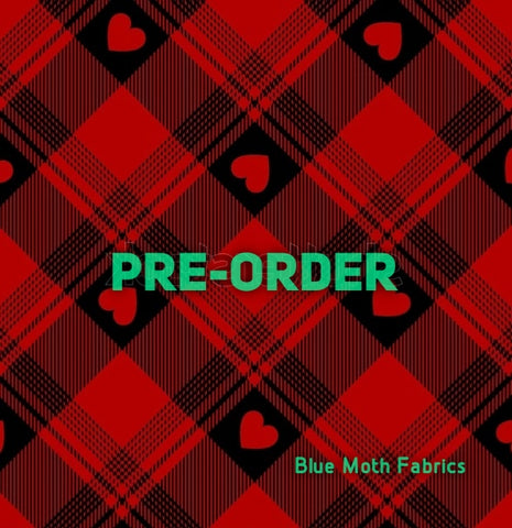 PRE-ORDER. Heart Buffalo Check tartan Faux leather / vinyl fabric. 40x130cm