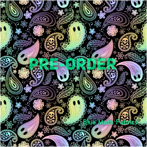 PRE-ORDER. Paisley Ghost Faux leather / vinyl fabric. 39x130cm