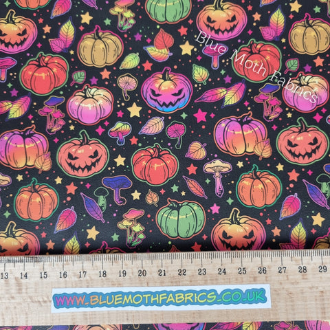 Orange Autumn Pumpkins Faux leather / vinyl fabric. 40x66cm roll