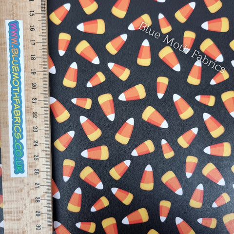 Candy Corn Faux leather / vinyl fabric. 40x66cm roll