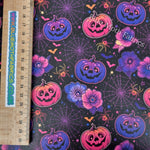 Spider Pumpkins Halloween Faux leather / vinyl fabric. 40x66cm roll