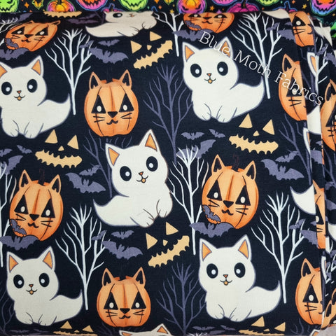 Ghost Cat 220gsm jersey fabric - BlueMothFabrics
