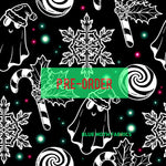 PRE-ORDER. Christmas lines black fabric. By METER - BlueMothFabrics