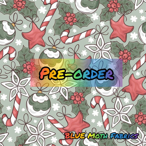 PRE-ORDER. Pastel Christmas Faux leather / vinyl fabric. 40x130cm