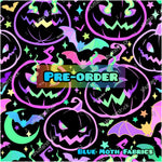 PRE-ORDER. Rainbow Pumpkin jack o lantern fabric. By METER