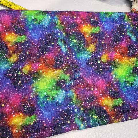 77cm BOLT END. Rainbow galaxy 100% cotton poplin fabric