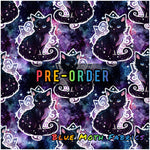 PRE-ORDER. Galaxy Cats Faux leather / vinyl fabric. 39x130cm