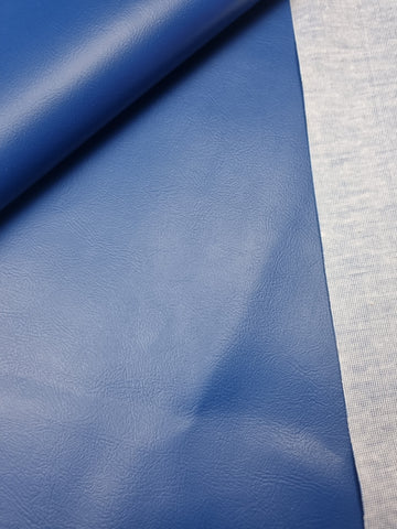 45x140cm BOLT END. Blue Solid Faux leather / vinyl fabric.