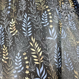 Gold and black minimal flowers Faux leather vinyl fabric. 39x66cm roll