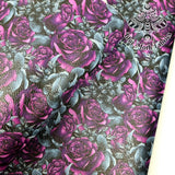 Purple roses Textured Faux leather vinyl fabric. 39x66cm roll