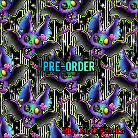 PRE-ORDER. Bat Plush stripes fabric. By METER
