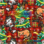 PRE-ORDER. Tartan Christmas cats fabric. By METER
