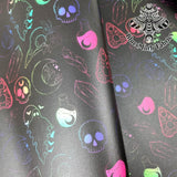 Rainbow occult outlines Faux leather vinyl fabric. 39x66cm roll