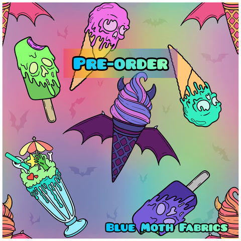 PRE-ORDER. Spooky Ice-cream rainbow fabric. By METER