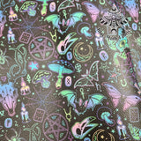 Neon Occult Textured Faux leather vinyl fabric. 39x66cm roll