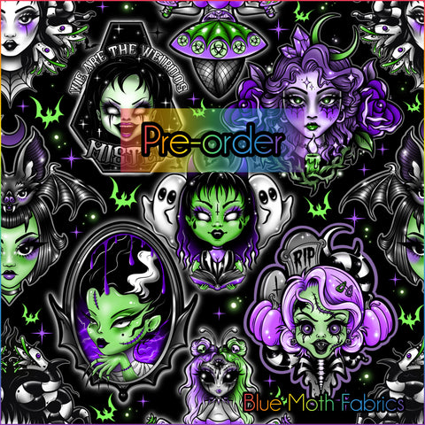 Goth Girls Bright faux leather / vinyl fabric. 39x130cm