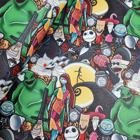 Nightmare Before Christmas Faux leather / vinyl fabric. 39x66cm roll