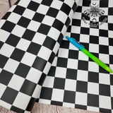 1inch Checkerboard Faux leather / vinyl fabric. 39x66cm roll