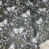 Mystic Moth Silver Textured Faux leather vinyl fabric. 39x66cm roll