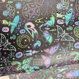 Neon Occult Textured Faux leather vinyl fabric. 39x66cm roll