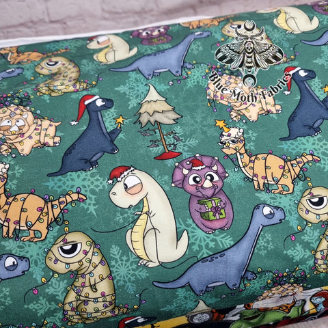 Dinosaur Christmas 240gsm jersey fabric
