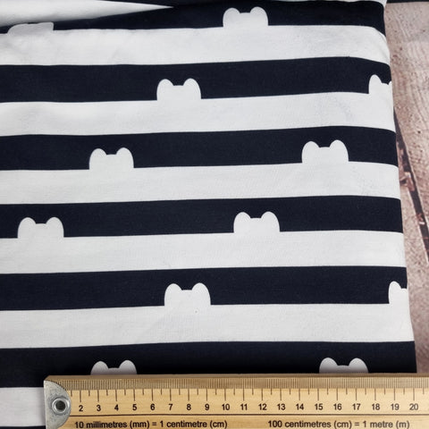 Cat stripes. Few Small ink flaws. 220gsm jersey fabric
