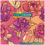 PRE-ORDER. Sunset Flowers and crystals fabric. By METER