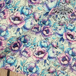 Watercolour peony light faux leather / vinyl fabric. 39x66cm roll
