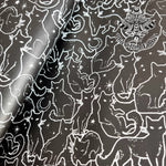 Black cats Faux leather / vinyl fabric. 39x66cm roll