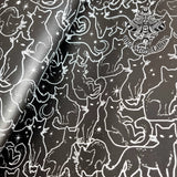 Black cats Faux leather / vinyl fabric. 39x66cm roll