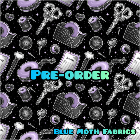 PRE-ORDER. Spooky stationery faux leather / vinyl fabric. 39x130cm