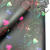 Rainbow occult outlines Faux leather vinyl fabric. 39x66cm roll