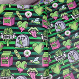 Zombie Green Stripes Faux leather / vinyl fabric. 39x66cm roll