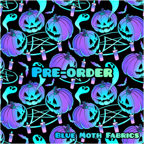 PRE-ORDER. Halloween Summoning faux leather / vinyl fabric. 39x130cm