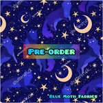 PRE-ORDER. Blue Space Cats fabric. By METER