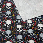 58cm BOLT END. Skulls French Terry fabric