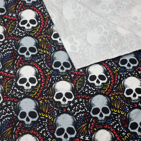 58cm BOLT END. Skulls French Terry fabric
