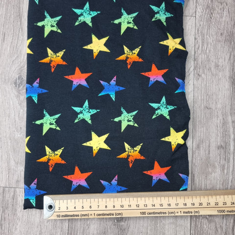53cm.BOLT END. Rainbow stars 230gsm jersey fabrics