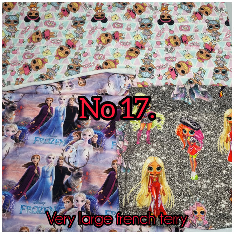 Bundle 17. large French terry OFFCUTS.  Watch video to see sizes