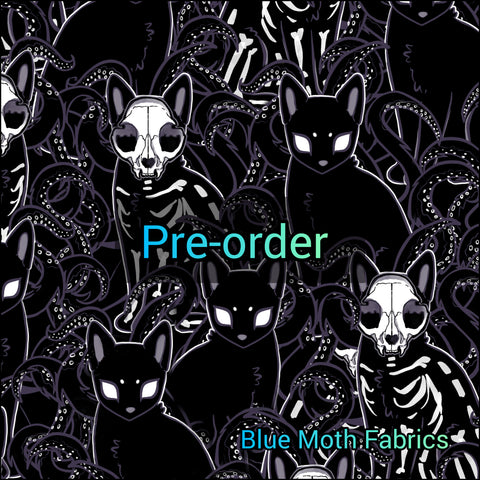 PRE-ORDER. Skeleton Cats fabric. By METER